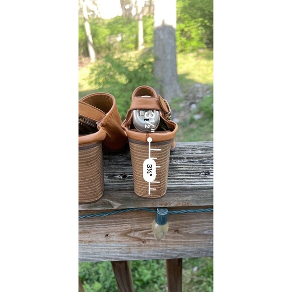 Aldo Brown Genuine Leather Peep Toe Chunky Heel Ankle Strap Size 8.5 Wood Heel - Picture 8 of 12